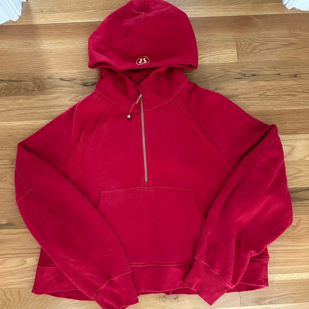 Lululemon lunar new year scuba oversized half zip scuba dark red gold XL/XXL